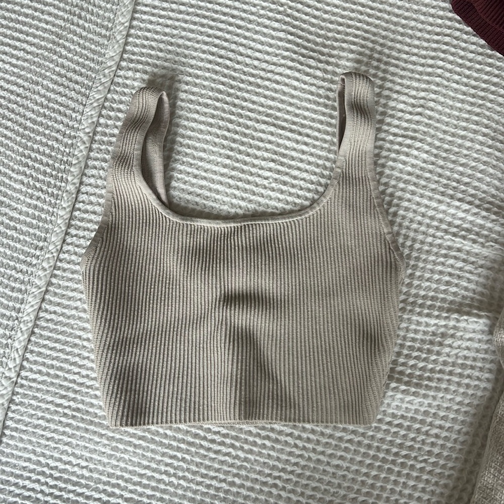 Babaton Sculpt Knit Squareneck Cropped Tank Cream XS